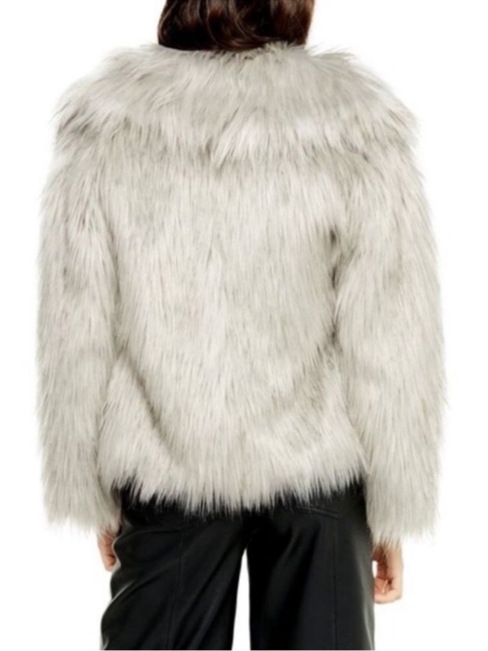 TOPSHOP Faux Fur Shag Jacket Coat 8 Gray - Picture 4 of 12